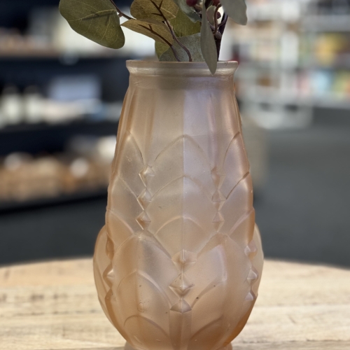 Fransk vintage vase med Art Deco-mønster – fransk brugskunst fra butik i Faaborg.